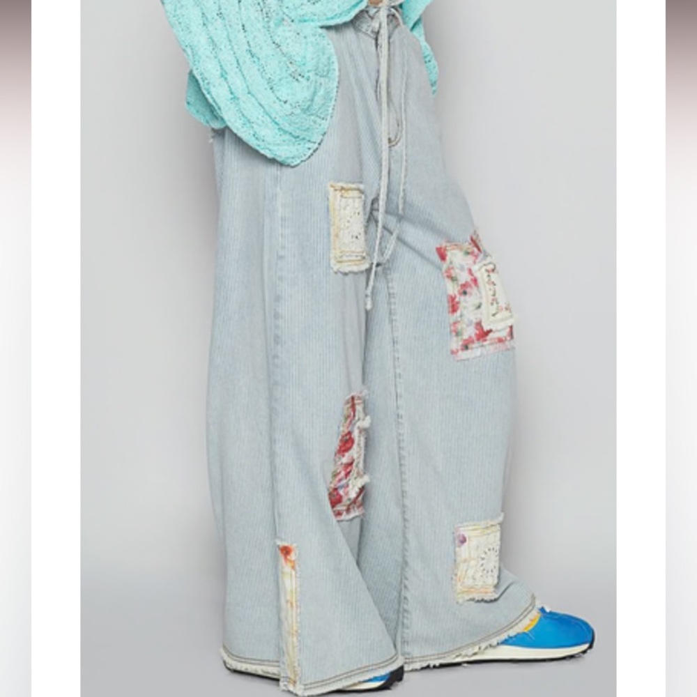 POL Blue Patchwork wide leg Jeans - Picture 7 of 7